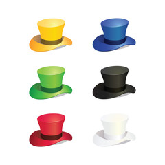 Vector Illustration of Six Colors Top Hat
