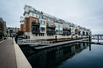 Waterfront apartment buildings at the Inner Harbor, in Baltimore