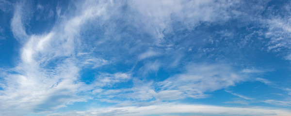 Vibrant color panoramic sky with cloud on a sunny day.