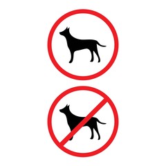 Allowed and prohibited dogs signs isolated on background. Modern