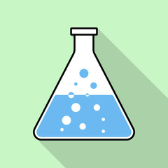 Conical Flask Icon Isolated on green background. Laboratory or c