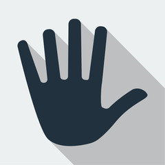 Gray Stop hand icon isolated on background. Modern flat pictogra