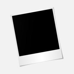 Blank photo polaroid frame with adhesive tape isolated on transp