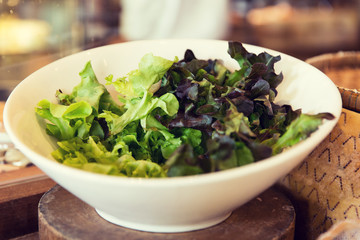 bowl of green salad lettuce at asian restaurant