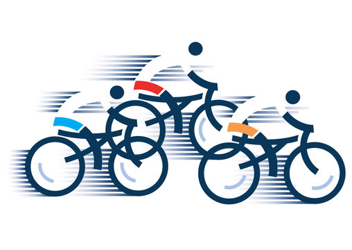 Three Road cyclists
Stylized drawing of cyclists, isolated on the white background. Vector available.

