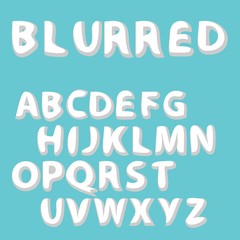 Burred label font and sample template design. Vector Alphabet Se
