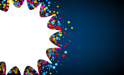 Blue background with confetti.