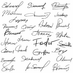 Signatures set fictitious contract signatures business autograph illustration - obrazy, fototapety, plakaty