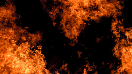 bonfire flames on black background