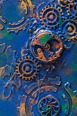 handmade steampunk background mechanical cogs wheels clockwork
