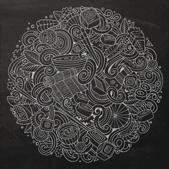 Cartoon hand-drawn doodles Japan food illustration.