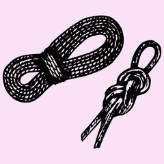 Climbing rope doodle style sketch illustration hand drawn vector