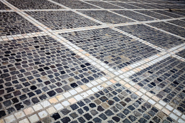 Color picture of cobblestone street pavement