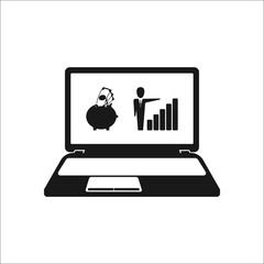 E-banking profit graphic online laptop simple icon on background