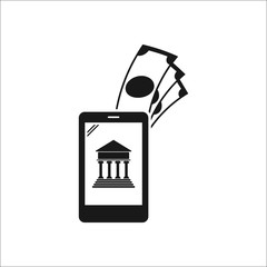 Online e-banking mobile money simple icon on background