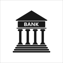Bank building simple icon on background