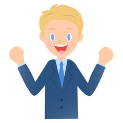 応援するビジネスマン、男性会社員のイラスト素材