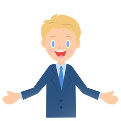 歓迎するビジネスマン、男性会社員のイラスト素材