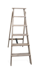 Wooden ladder isolated on white background.