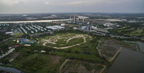 aerial view of electric power genarator plant in thailand