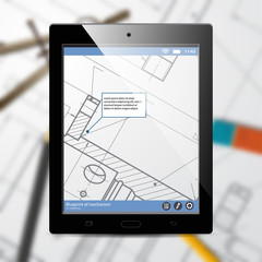 Vector technical blueprint of mechanism