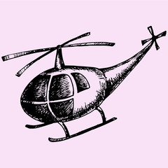 helicopter doodle style sketch illustration hand drawn vector