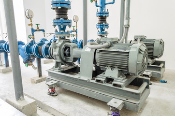 Fototapeta na wymiar motor water pump and water pipes