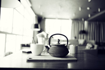 Monochrome still life restaurant