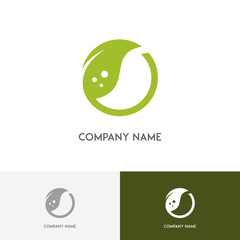 Nature logo - fresh green leaf on the white background