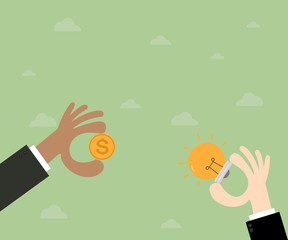 Trading.Hand businessman exchange ideas and money