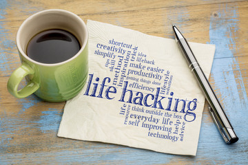 life hacking word cloud