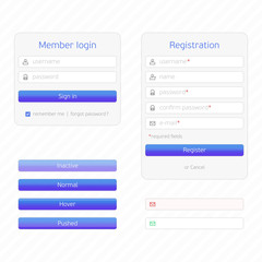 Fototapeta na wymiar Registration form and login