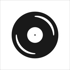 Vinyl record simple icon on background