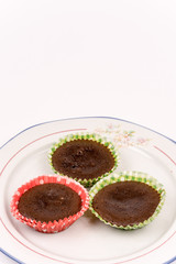 Chocolate muffins served on the plate