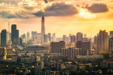 Fototapeta na wymiar Bangkok City At Sunset (With Filter Effect)