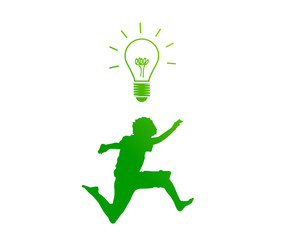 bambino, saltare, lampadina, idea, creatività, i © xyz+