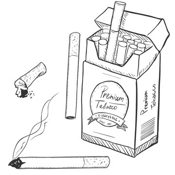 Vector Sketch Set of Cigarettes