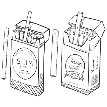 Vector Sketch Slim and Regular Cigarette Boxes