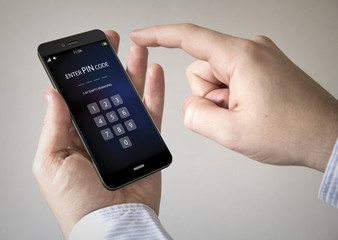  touchscreen smartphone with pin code on the screen