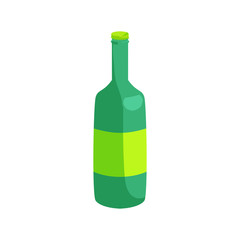 Green bottle of beer icon in cartoon style on a white background