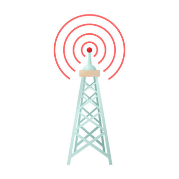 Radio Tower Icon In Cartoon Style On A White Background