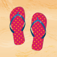 illustration of vector flip flops on the beach