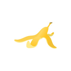 Banana peel icon in cartoon style on a white background