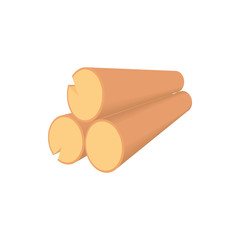 Wooden logs icon in cartoon style on a white background