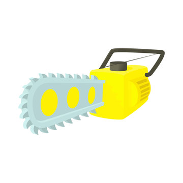 Chainsaw Icon In Cartoon Style On A White Background