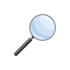 Magnifying, glass icon in cartoon style on a white background