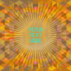 Abstract dark orange design with your text here and colored triangles. Digital vector image