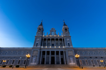 Madrid Spain,Almudena cathedral at dusk