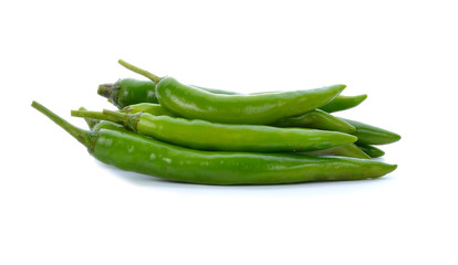 green chili pepper on a white background