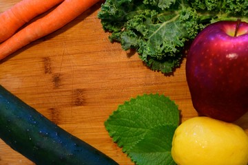 Juicing Ingredients / Juicing for health. The benefits of consuming raw colorful fruits and vegetables promotes wellness.